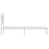 Metal Bed Frame without Mattress with Headboard White 90x190 cm - Rear View