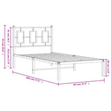 Metal Bed Frame without Mattress with Headboard White 90x190 cm