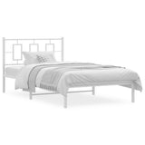 Metal Bed Frame without Mattress with Headboard White 107x203 cm King Single