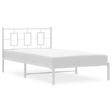 Metal Bed Frame without Mattress with Headboard White 107x203 cm King Single