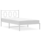 Metal Bed Frame without Mattress with Headboard White 107x203 cm King Single - Top-Down View
