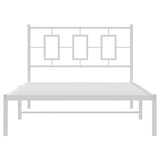 Metal Bed Frame without Mattress with Headboard White 107x203 cm King Single - 45-Degree Angle