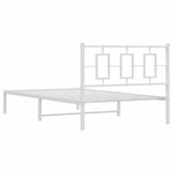 Metal Bed Frame without Mattress with Headboard White 107x203 cm King Single