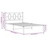 Metal Bed Frame without Mattress with Headboard White 107x203 cm King Single
