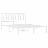 Metal Bed Frame without Mattress with Headboard White 135x190 cm - Side View