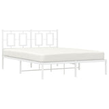 Metal Bed Frame without Mattress with Headboard White 135x190 cm - Top-Down View