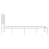 Metal Bed Frame without Mattress with Headboard White 135x190 cm - Rear View