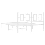 Metal Bed Frame without Mattress with Headboard White 135x190 cm - Close-Up Angle