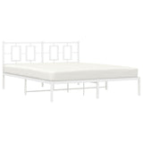 Metal Bed Frame without Mattress with Headboard White 150x200 cm - Top-Down View