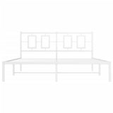 Metal Bed Frame without Mattress with Headboard White 150x200 cm