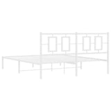 Metal Bed Frame without Mattress with Headboard White 150x200 cm - Close-Up Angle