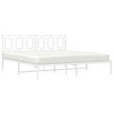 Metal Bed Frame without Mattress with Headboard White 183x203 cm King - Top-Down View