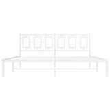 Metal Bed Frame without Mattress with Headboard White 183x203 cm King