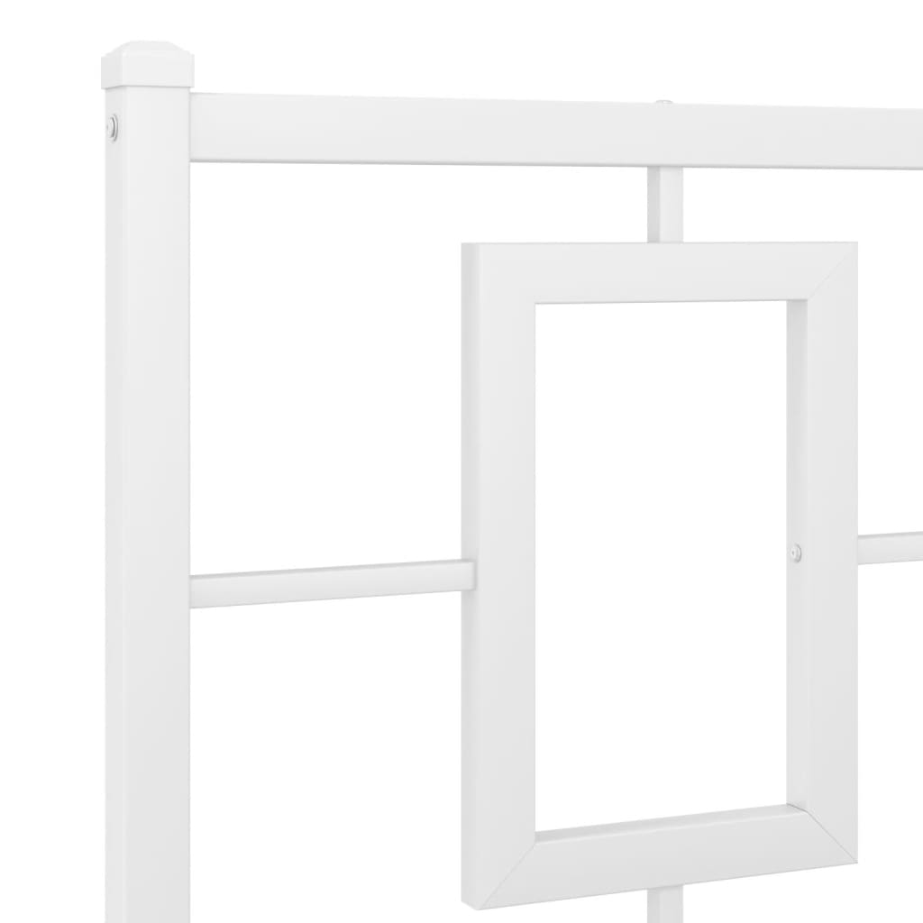 Metal Bed Frame without Mattress with Headboard White 183x203 cm King