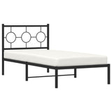 Metal Bed Frame without Mattress with Headboard Black 90x190 cm - Top-Down View