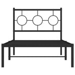 Metal Bed Frame without Mattress with Headboard Black 90x190 cm