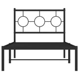 Metal Bed Frame without Mattress with Headboard Black 90x190 cm - 45-Degree Angle
