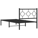 Metal Bed Frame without Mattress with Headboard Black 90x190 cm - Close-Up Angle