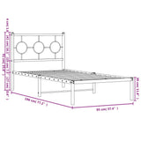 Metal Bed Frame without Mattress with Headboard Black 90x190 cm - Extra Image