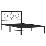 Metal Bed Frame without Mattress with Headboard Black 107x203 cm King Single - Side View