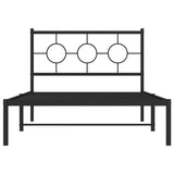 Metal Bed Frame without Mattress with Headboard Black 107x203 cm King Single - 45-Degree Angle
