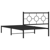 Metal Bed Frame without Mattress with Headboard Black 107x203 cm King Single - Close-Up Angle