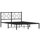 Metal Bed Frame without Mattress with Headboard Black 135x190 cm
