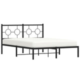 Metal Bed Frame without Mattress with Headboard Black 135x190 cm