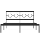 Metal Bed Frame without Mattress with Headboard Black 135x190 cm