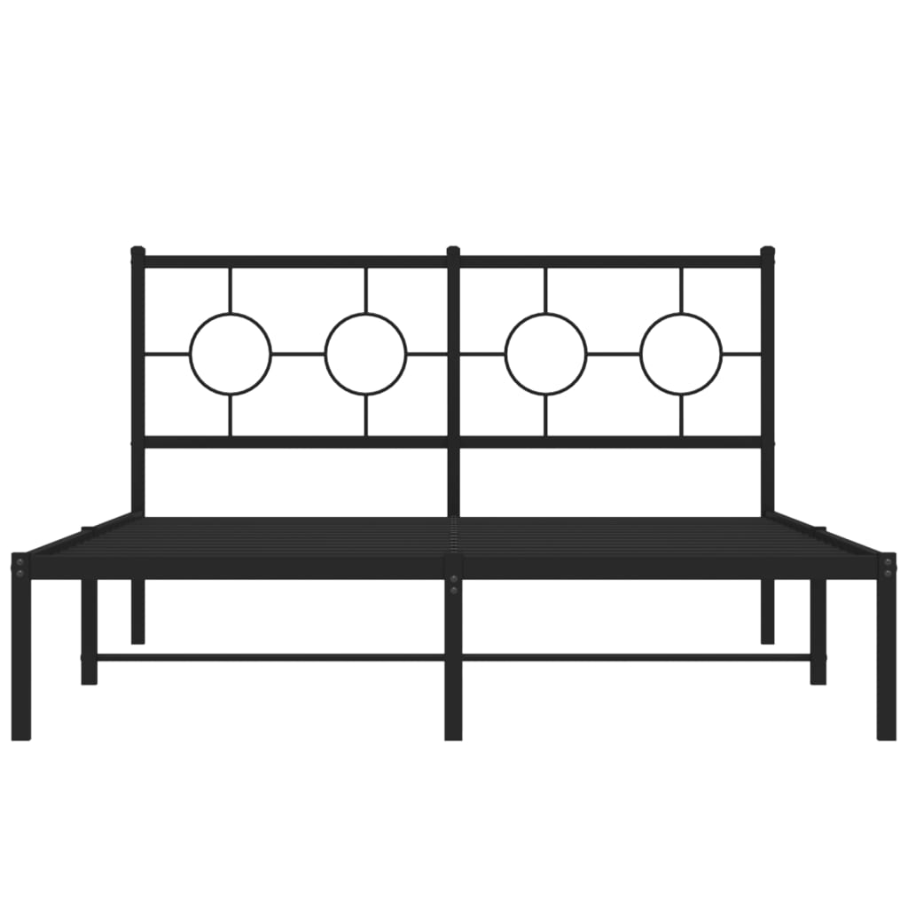 Metal Bed Frame without Mattress with Headboard Black 135x190 cm