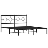 Metal Bed Frame without Mattress with Headboard Black 150x200 cm - Side View