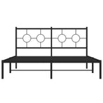 Metal Bed Frame without Mattress with Headboard Black 150x200 cm