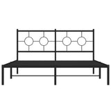 Metal Bed Frame without Mattress with Headboard Black 150x200 cm - 45-Degree Angle