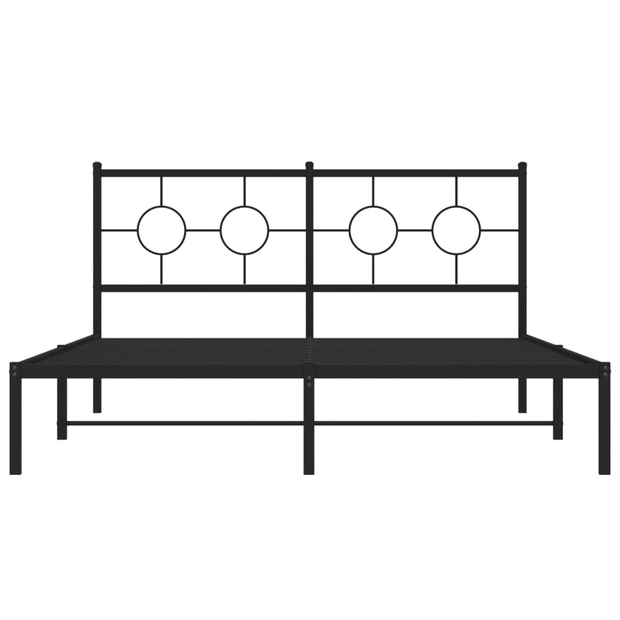 Metal Bed Frame without Mattress with Headboard Black 150x200 cm