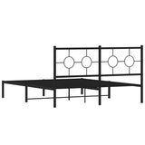 Metal Bed Frame without Mattress with Headboard Black 150x200 cm