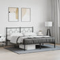 Metal Bed Frame without Mattress with Headboard Black 150x200 cm