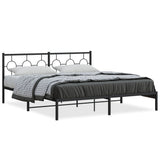 Metal Bed Frame without Mattress with Headboard Black 183x203 cm King - Front View