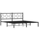 Metal Bed Frame without Mattress with Headboard Black 183x203 cm King