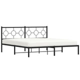 Metal Bed Frame without Mattress with Headboard Black 183x203 cm King - Top-Down View