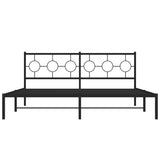 Metal Bed Frame without Mattress with Headboard Black 183x203 cm King - 45-Degree Angle