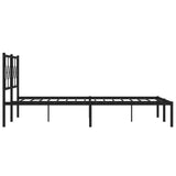 Metal Bed Frame without Mattress with Headboard Black 183x203 cm King - Rear View