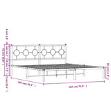 Metal Bed Frame without Mattress with Headboard Black 183x203 cm King - Extra Image