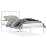 Metal Bed Frame without Mattress with Headboard White 90x190 cm - Front View