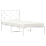 Metal Bed Frame without Mattress with Headboard White 90x190 cm