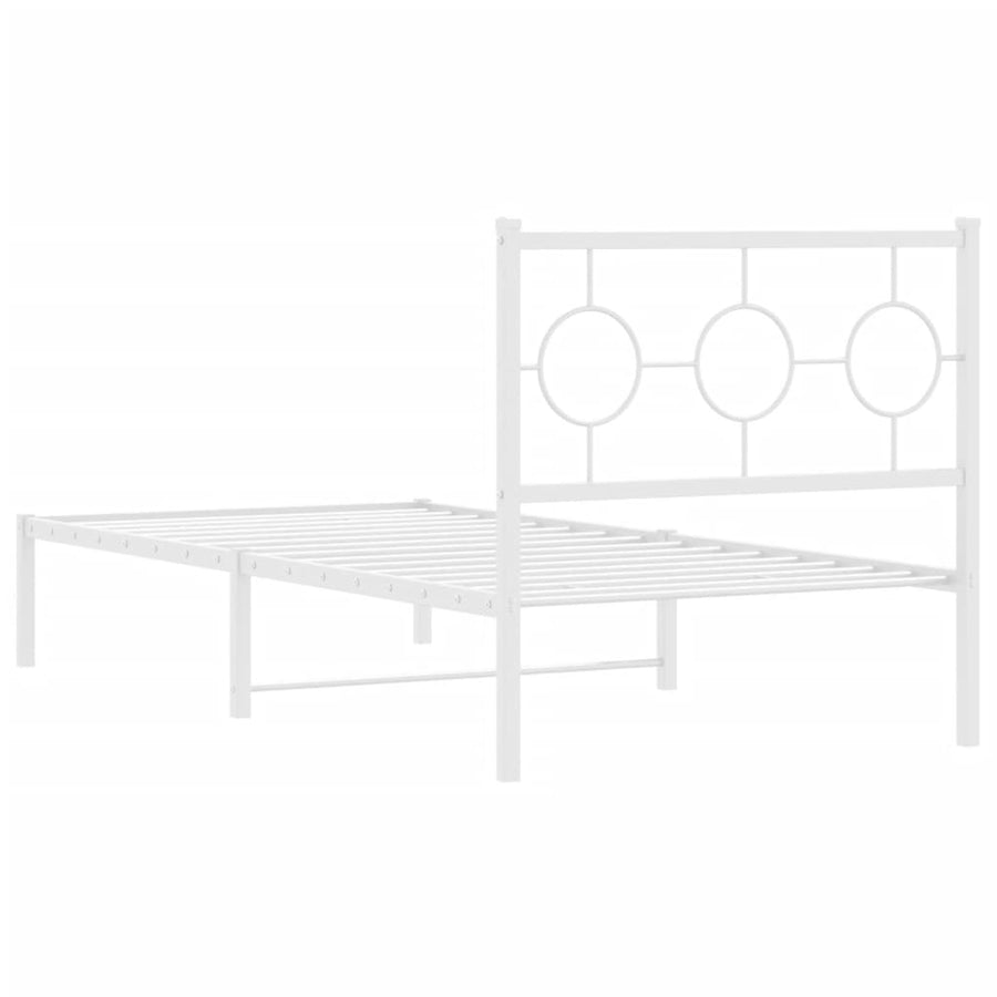 Metal Bed Frame without Mattress with Headboard White 90x190 cm