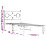 Metal Bed Frame without Mattress with Headboard White 90x190 cm
