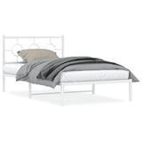 Metal Bed Frame without Mattress with Headboard White 107x203 cm King Single - Front View
