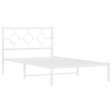 Metal Bed Frame without Mattress with Headboard White 107x203 cm King Single - Side View