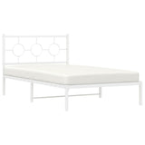 Metal Bed Frame without Mattress with Headboard White 107x203 cm King Single