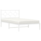 Metal Bed Frame without Mattress with Headboard White 107x203 cm King Single - Top-Down View